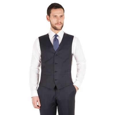 J by Jasper Conran J by Jasper Conran Blue windowpane check 4 button front tailored fit luxury suit waistcoat